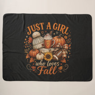 Just A Girl Who Loves Fall Football Pumpkin Spice Sherpa Blanket