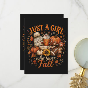 Just A Girl Who Loves Fall Football Pumpkin Spice Thank You Card