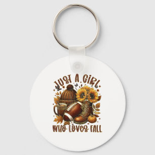 Just A Girl Who Loves Fall Football Sunflower Autu Key Ring