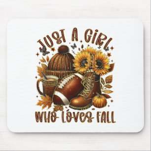 Just A Girl Who Loves Fall Football Sunflower Autu Mouse Mat