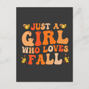 Just a Girl Who Loves Fall Funn Groovy Fall Gift Postcard
