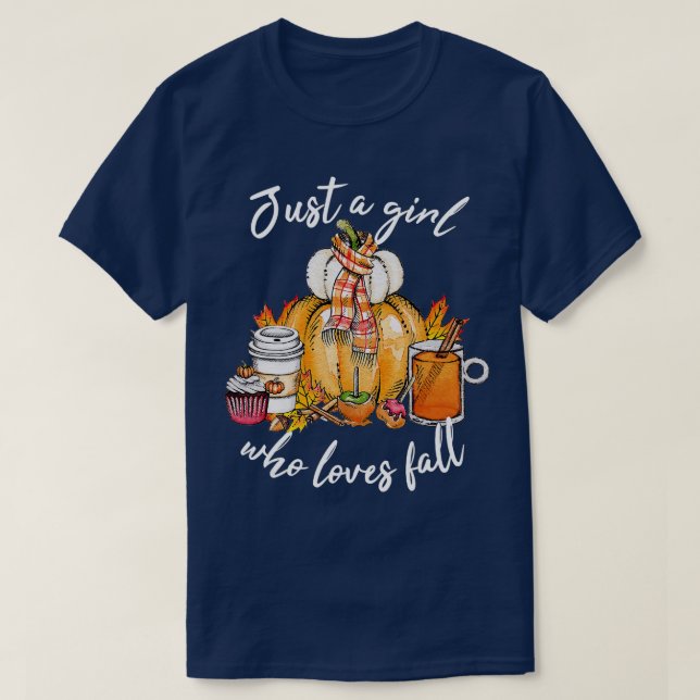 Just A Girl Who Loves Fall Funny Pumpkin Spice Lat T-Shirt (Design Front)