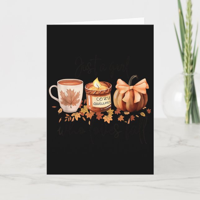 Just A Girl Who Loves Fall Pumpkin Cosy Autumn  Card (Front)