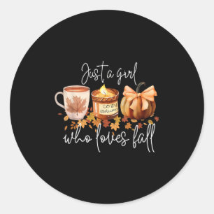 Just A Girl Who Loves Fall Pumpkin Cosy Autumn Classic Round Sticker