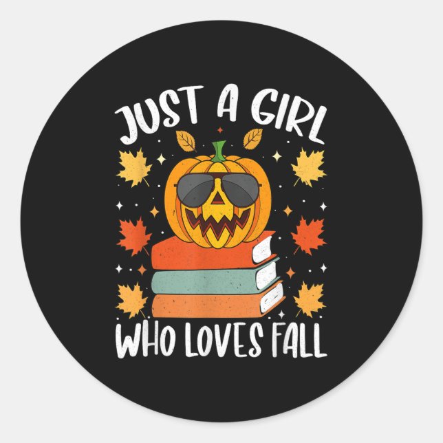 Just A Girl Who Loves Fall Pumpkin Cosy Autumn  Classic Round Sticker (Front)
