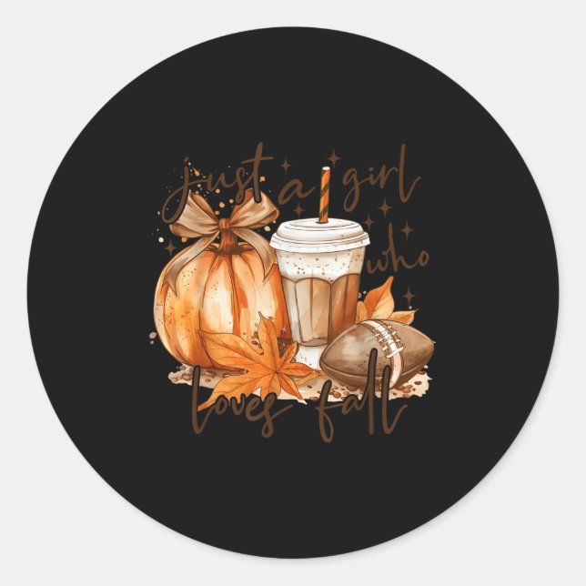 Just A Girl Who Loves Fall Pumpkin Cosy Autumn Fal Classic Round Sticker (Front)