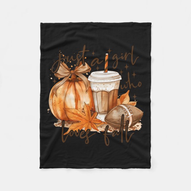 Just A Girl Who Loves Fall Pumpkin Cosy Autumn Fal Fleece Blanket (Front)