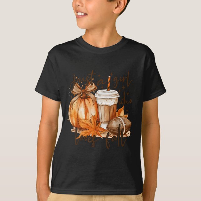 Just A Girl Who Loves Fall Pumpkin Cosy Autumn Fal T-Shirt (Front)