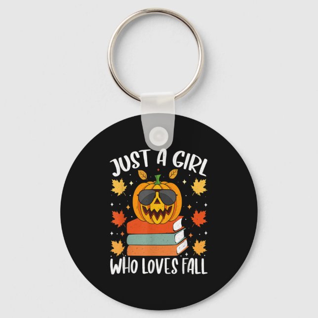Just A Girl Who Loves Fall Pumpkin Cosy Autumn  Key Ring (Front)