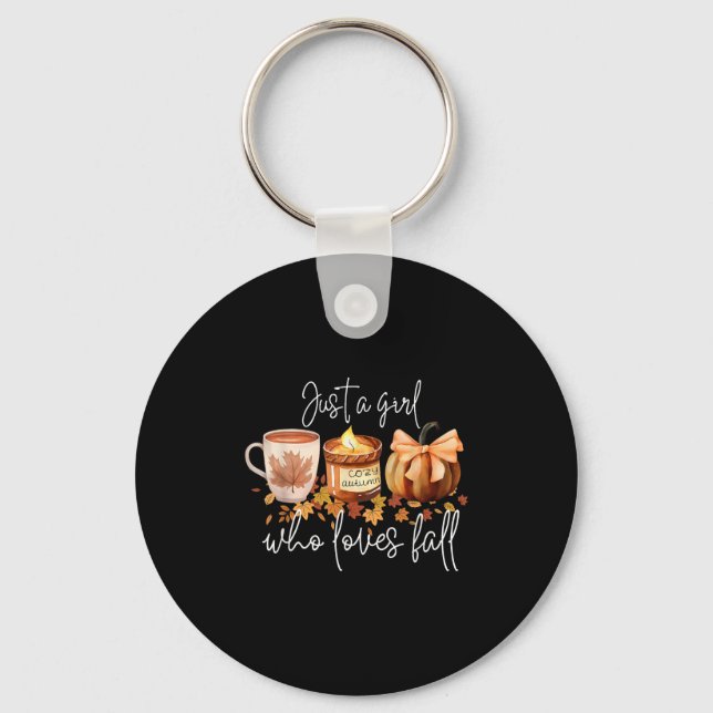 Just A Girl Who Loves Fall Pumpkin Cosy Autumn  Key Ring (Front)