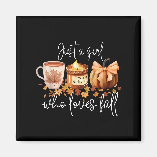Just A Girl Who Loves Fall Pumpkin Cosy Autumn  Magnet (Front)