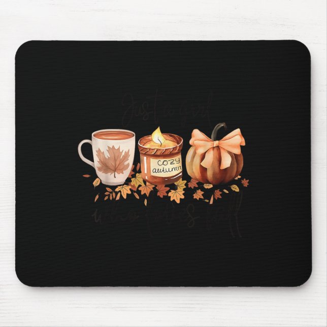 Just A Girl Who Loves Fall Pumpkin Cosy Autumn  Mouse Mat (Front)