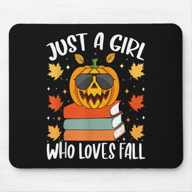 Just A Girl Who Loves Fall Pumpkin Cosy Autumn  Mouse Mat (Front)