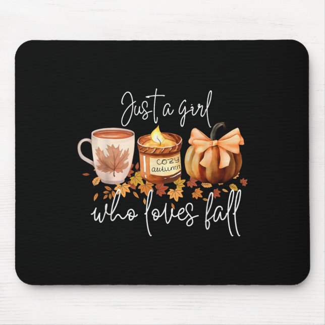 Just A Girl Who Loves Fall Pumpkin Cosy Autumn  Mouse Mat (Front)