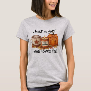 Just A Girl Who Loves Fall Pumpkin Cosy Autumn T-Shirt