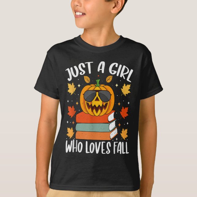 Just A Girl Who Loves Fall Pumpkin Cosy Autumn  T-Shirt (Front)