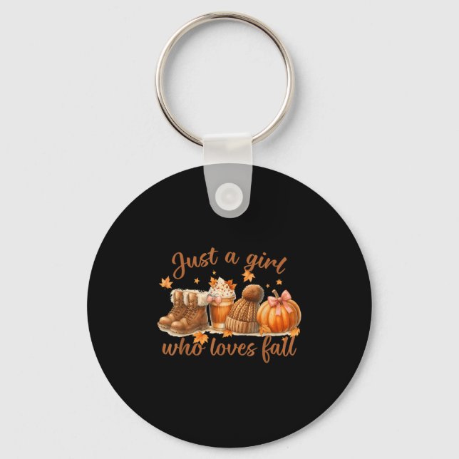 Just A Girl Who Loves Fall Pumpkin Cosy Autumn Wom Key Ring (Front)