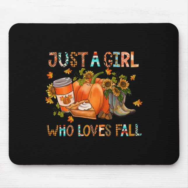 Just A Girl Who Loves Fall Pumpkin Cosy Thanksgivi Mouse Mat (Front)