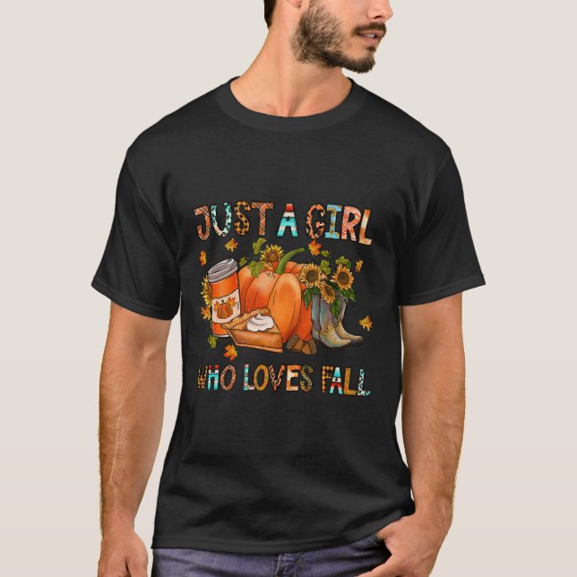 Just A Girl Who Loves Fall Pumpkin Cosy Thanksgivi T-Shirt (Front)