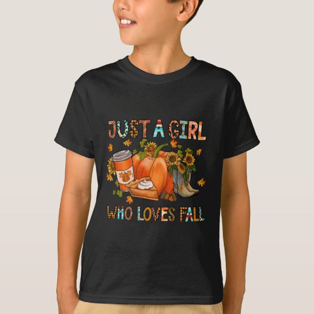 Just A Girl Who Loves Fall Pumpkin Cosy Thanksgivi T-Shirt (Front)