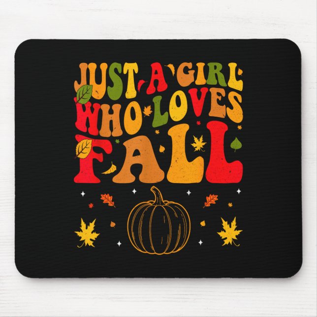 Just A Girl Who Loves Fall Pumpkin Cozy Autumn  Mouse Mat (Front)