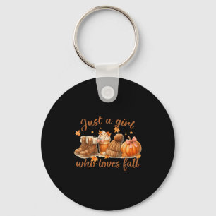 Just A Girl Who Loves Fall Pumpkin Cozy Autumn Wom Key Ring