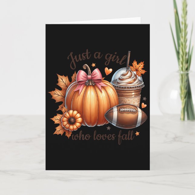 Just A Girl Who Loves Fall Pumpkin Football Cosy A Card (Front)