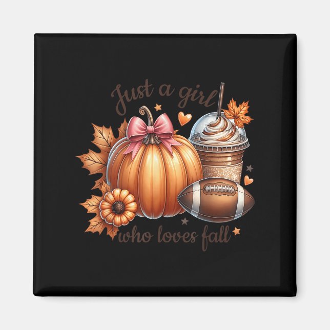 Just A Girl Who Loves Fall Pumpkin Football Cosy A Magnet (Front)