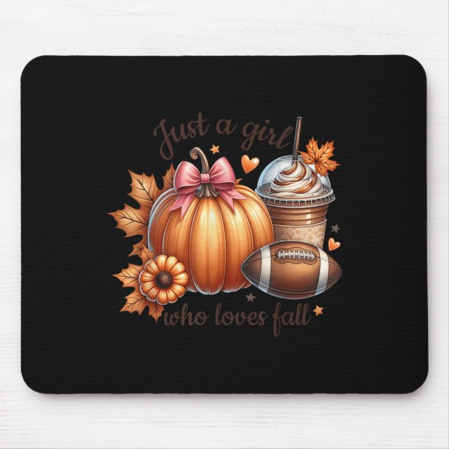 Just A Girl Who Loves Fall Pumpkin Football Cosy A Mouse Mat (Front)