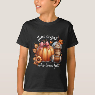 Just A Girl Who Loves Fall Pumpkin Football Cosy A T-Shirt