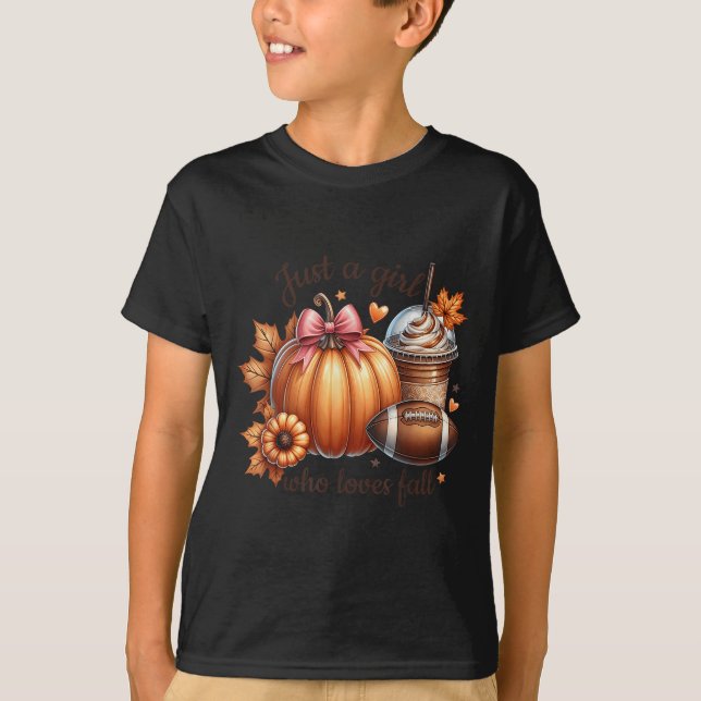 Just A Girl Who Loves Fall Pumpkin Football Cosy A T-Shirt (Front)
