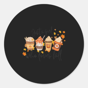Just A Girl Who Loves Fall Pumpkin Football Cozy A Classic Round Sticker