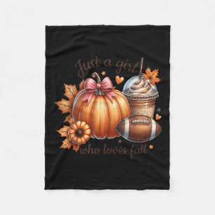 Just A Girl Who Loves Fall Pumpkin Football Cozy A Fleece Blanket