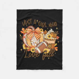Just A Girl Who Loves Fall Pumpkin Football Cozy A Fleece Blanket