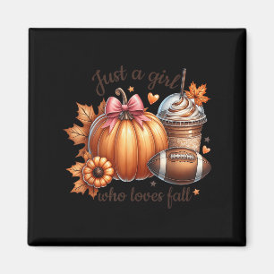Just A Girl Who Loves Fall Pumpkin Football Cozy A Magnet