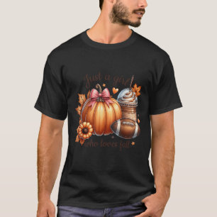 Just A Girl Who Loves Fall Pumpkin Football Cozy A T-Shirt