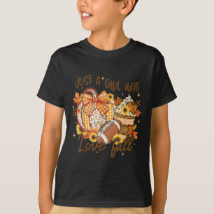Just A Girl Who Loves Fall Pumpkin Football Cozy A T-Shirt