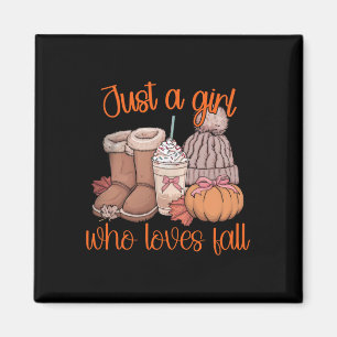 Just A Girl Who Loves Fall Pumpkin Spice Coquette  Magnet