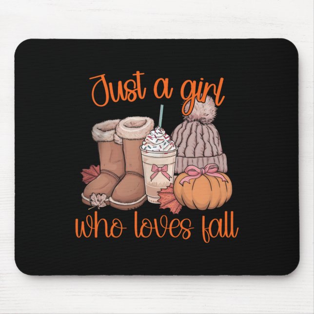 Just A Girl Who Loves Fall Pumpkin Spice Coquette  Mouse Mat (Front)
