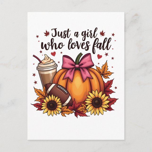 Just a Girl Who Loves Fall Pumpkin Spice Latte  Announcement Postcard (Front)