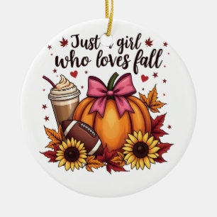 Just a Girl Who Loves Fall Pumpkin Spice Latte  Ceramic Tree Decoration