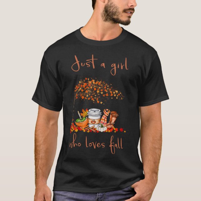 Just A Girl Who Loves Fall Pumpkin Spice Latte Cut T-Shirt (Front)
