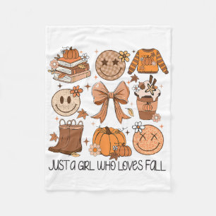 Just A Girl Who Loves Fall Pumpkin Spice Leaves Au Fleece Blanket