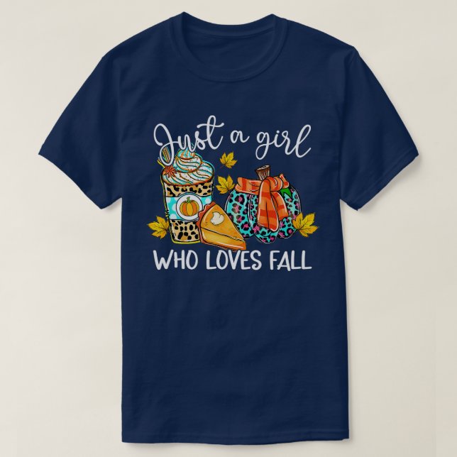 Just A Girl Who Loves Fall Pumpkin Spice Leopard A T-Shirt (Design Front)