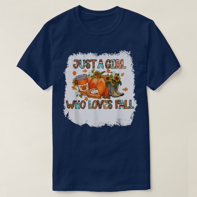 Just A Girl Who Loves Fall Pumpkin Women Autumn Th T-Shirt (Design Front)