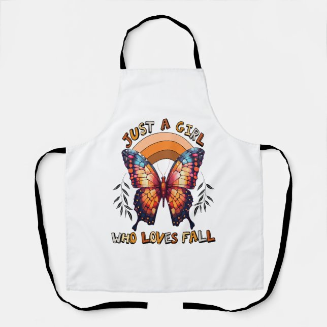 Just a Girl Who Loves Fall Thankgiving Apron (Front)