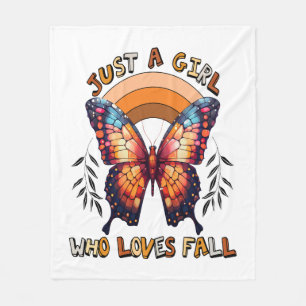 Just a Girl Who Loves Fall Thankgiving Fleece Blanket