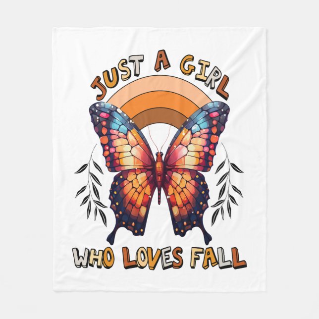 Just a Girl Who Loves Fall Thankgiving Fleece Blanket (Front)
