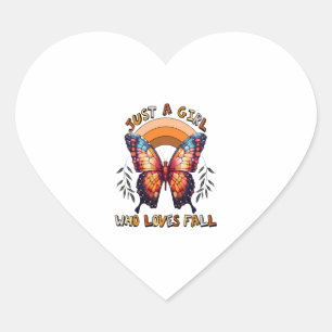 Just a Girl Who Loves Fall Thankgiving Heart Sticker