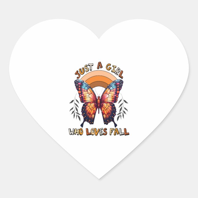 Just a Girl Who Loves Fall Thankgiving Heart Sticker (Front)